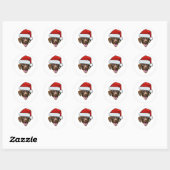 Custom Dog Face Photo Santa Hat Christmas Ronde Sticker (Vel)