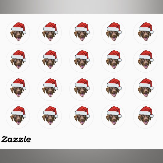 Custom Dog Face Photo Santa Hat Christmas Ronde Sticker
