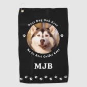 Custom Dog Foto Beste Papa Ever Grappige Golfer Golfhanddoek (Voorkant)