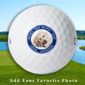 Custom Dog Foto Beste Papa Ooit Blauw Wit Golfballen