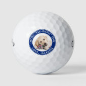 Custom Dog Foto Beste Papa Ooit Blauw Wit Golfballen (Voorkant)