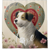 Custom Dog Love Paw Print Hart Foto Gepersonalisee Douchegordijn (Voorkant)