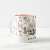 Custom Dog Lover Photo Name | Pet Pattern Coffee Tweekleurige Koffiemok (Voorkant links)