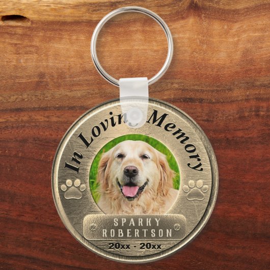 Custom Dog Memorial Gold Sleutelhanger (Voorkant)