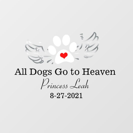 Custom Dog Memorial Raamsticker (Vel)