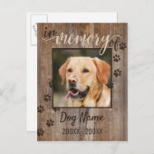 Custom Dog Memorial Rustic Wood look Briefkaart (Voorkant / Achterkant)