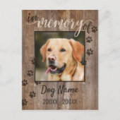 Custom Dog Memorial Rustic Wood look Briefkaart (Voorkant)