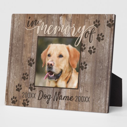 Custom Dog Memorial Rustic Wood look Fotoplaat (Zijkant)