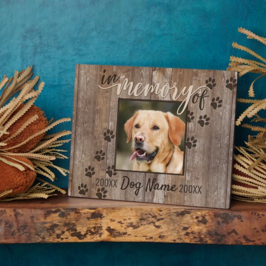 Custom Dog Memorial Rustic Wood look Fotoplaat (Zijkant)