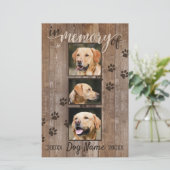 Custom Dog Memorial Rustic Wood Rainbow Kaart (Staand voorkant)