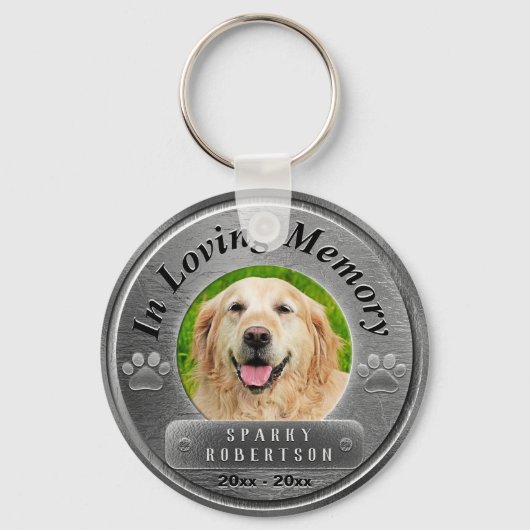 Custom Dog Memorial Silver Sleutelhanger (Voorkant)