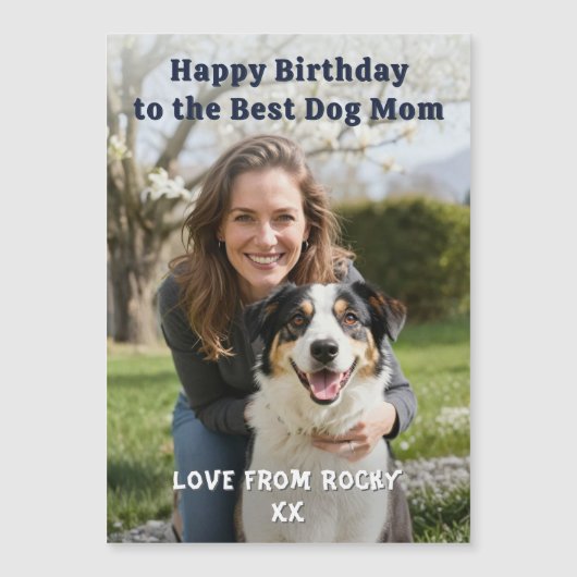 Custom Dog Mom Birthday Photo Magnetic Card (Voorkant)