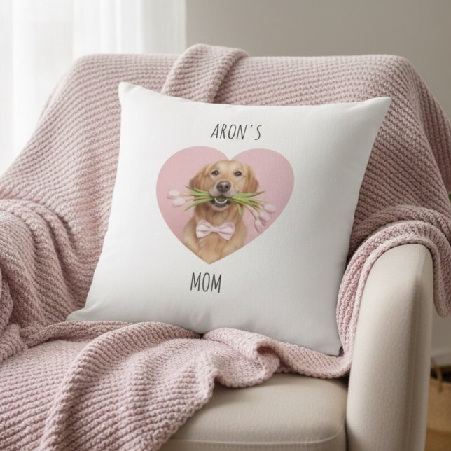 Custom Dog Mom | Personalized Pet Photo Heart Kussen (Creator heeft geüpload)
