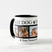 Custom Dog & Mummy Gift voor Papa 5 Foto Zwart Mok (Voorkant links)