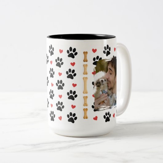 Custom Dog Name Photo Gift Tweekleurige Koffiemok (Voorkant rechts)