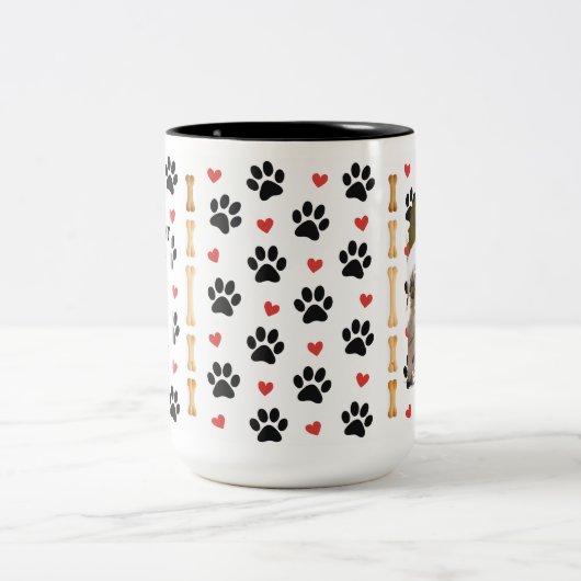 Custom Dog Name Photo Gift Tweekleurige Koffiemok (Center)