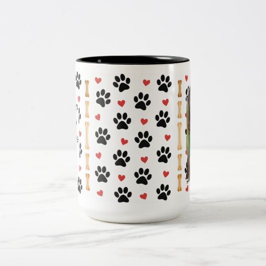 Custom Dog Name Photo Mug Gift Tweekleurige Koffiemok (Center)