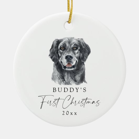 Custom Dog Name Retriever Mijn eerste kerst Keramisch Ornament (Voorkant)