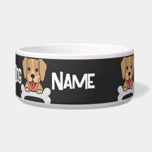 Custom Dog Name Tekst Puppy Dog met Bone afbeeldin