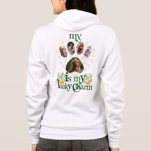 Custom Dog Paw Foto's St Patrick's Day Hoodie (Achterkant)