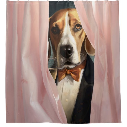 Custom Dog Pet Peekaboo Douchegordijn (Voorkant)