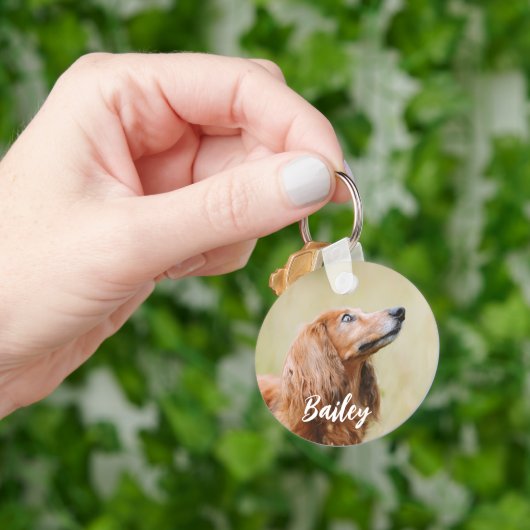 Custom Dog Photo and Name Script Sleutelhanger (Hand)