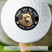Custom Dog Photo BEST DAD BY PAR Monogram Pawprint Golfballen