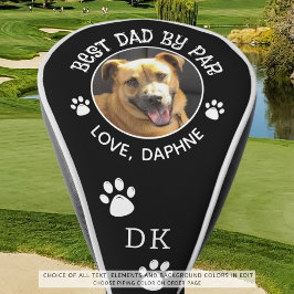 Custom Dog Photo BEST DAD BY PAR Monogram Pawprint Golfheadcover