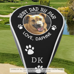 Custom Dog Photo BEST DAD BY PAR Monogram Pawprint Golfheadcover