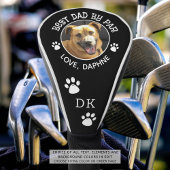 Custom Dog Photo BEST DAD BY PAR Monogram Pawprint Golfheadcover