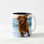 Custom Dog Photo Best DOG Dad Ever personalized Tweekleurige Koffiemok (Voorkant rechts)
