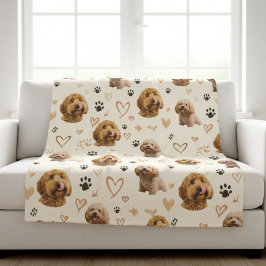 Custom Dog Photo Blanket with Hearts Fleece Deken
