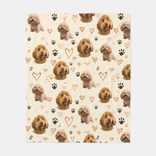 Custom Dog Photo Blanket with Hearts Fleece Deken (Voorkant)