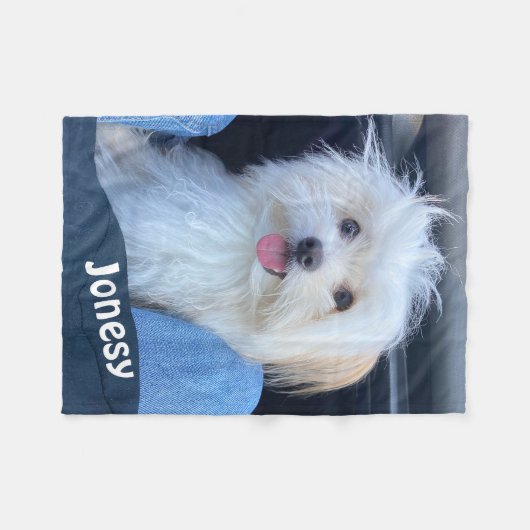 Custom Dog Photo Blanket with Pet's Name Fleece Deken (Voorkant (Horizontaal))