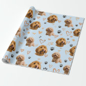 Custom Dog Photo Blue Valentine  Cadeaupapier (Uitgerold)