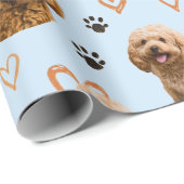 Custom Dog Photo Blue Valentine  Cadeaupapier (Rol Hoek)