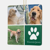 Custom Dog Photo Collage Cute Green Pet Christmas Keramisch Ornament (Links)