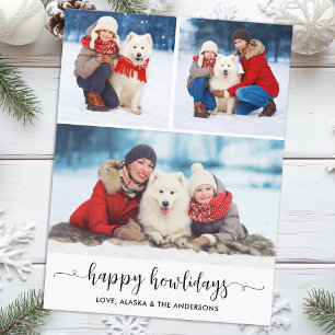 Custom Dog Photo Collage Kerstmis Happy Howholiday Feestdagenkaart