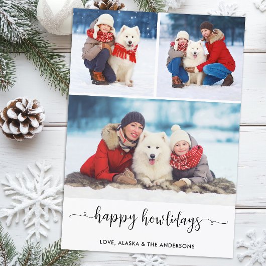 Custom Dog Photo Collage Kerstmis Happy Howholiday Feestdagenkaart