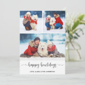 Custom Dog Photo Collage Kerstmis Happy Howholiday Feestdagenkaart (Staand voorkant)