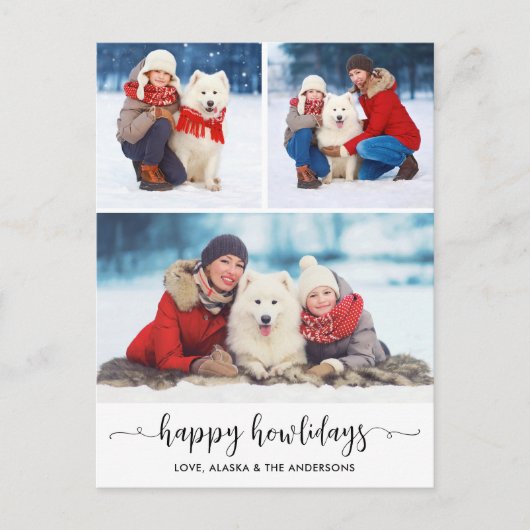 Custom Dog Photo Collage Kerstmis Happy Howholiday Feestdagenkaart (Voorkant)