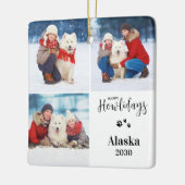 Custom Dog Photo Collage Kerstmis Happy Howholiday Keramisch Ornament (Links)