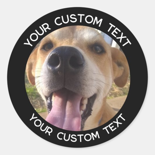 Custom Dog Photo Cute Jouw tekst toevoegen Ronde Sticker (Voorkant)