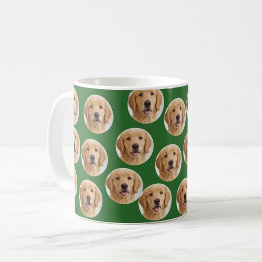 Custom Dog Photo | Cute Personalized Green Koffiemok (Voorkant links)