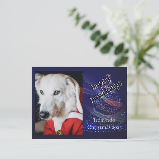 Custom Dog Photo Funny Holiday Postcard Feestdagenkaart (Staand voorkant)