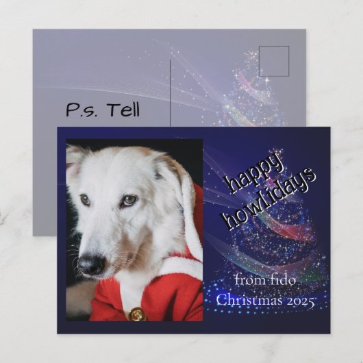 Custom Dog Photo Funny Holiday Postcard Feestdagenkaart (Voorkant / Achterkant)
