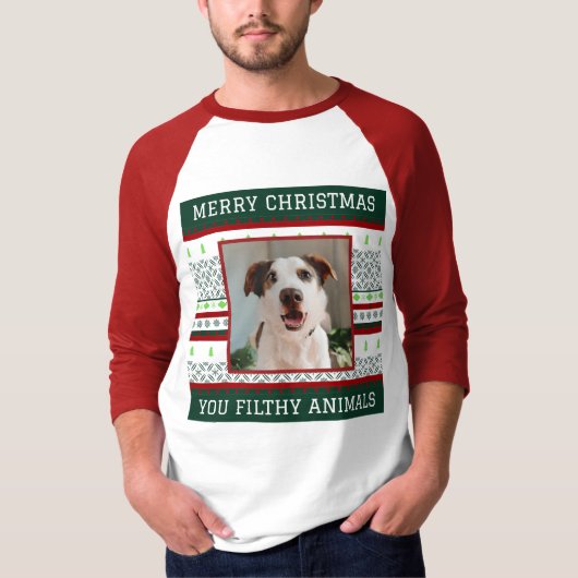 Custom Dog Photo Lelijke Kerst Shirt Funny (Voorkant)