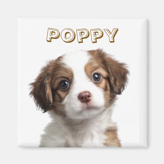 Custom Dog Photo Magnet - Persoonlijke naam (Voorkant)