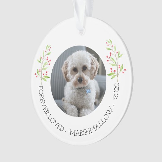 Custom Dog Photo Memorial Christmas Gift Ornament (voorkant)