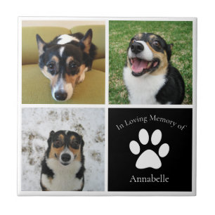 Custom Dog Photo Memorial in Loving Memory Pet Tegeltje